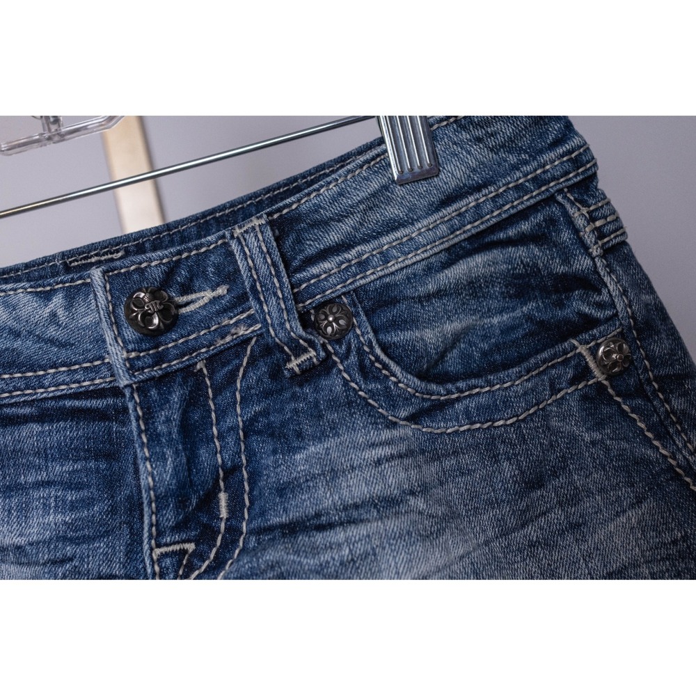 Miss Me Denim Shorts Blue Stretch Rhinestone Embellished Size 26 - Picture 8 of 16
